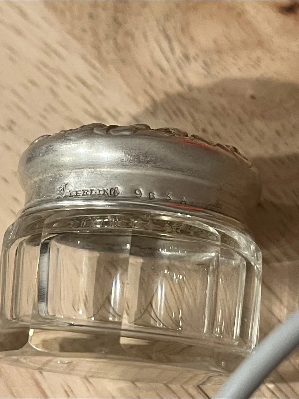 Vintage sterling silver top glass jar 2”. - Picture 2 of 3